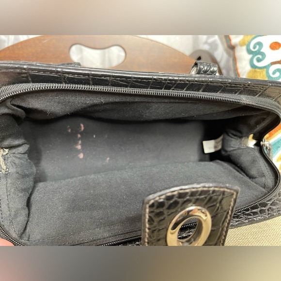 Women's Vegan Croco Black Concealed Carry Shoulder Purse Long Handles - Picture 5 of 5